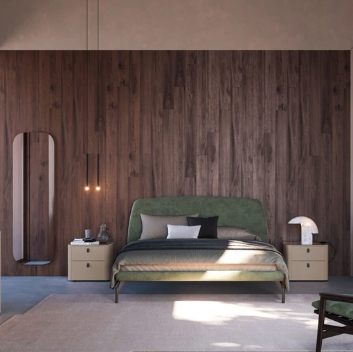 Letto Gaia Night 32 in tessuto con testiera di Orme