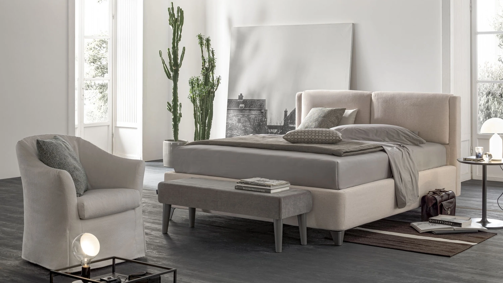 Letto in tessuto imbottito con testiera reclinabile Loft di V&Nice