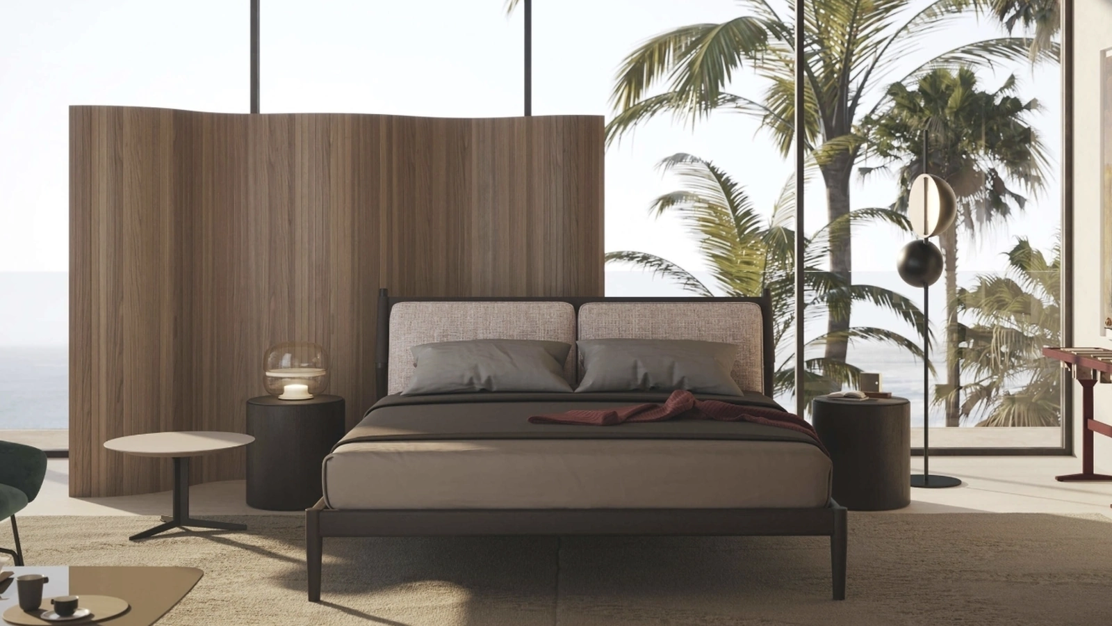 Letto in cuoio e legno Maddox di Lema