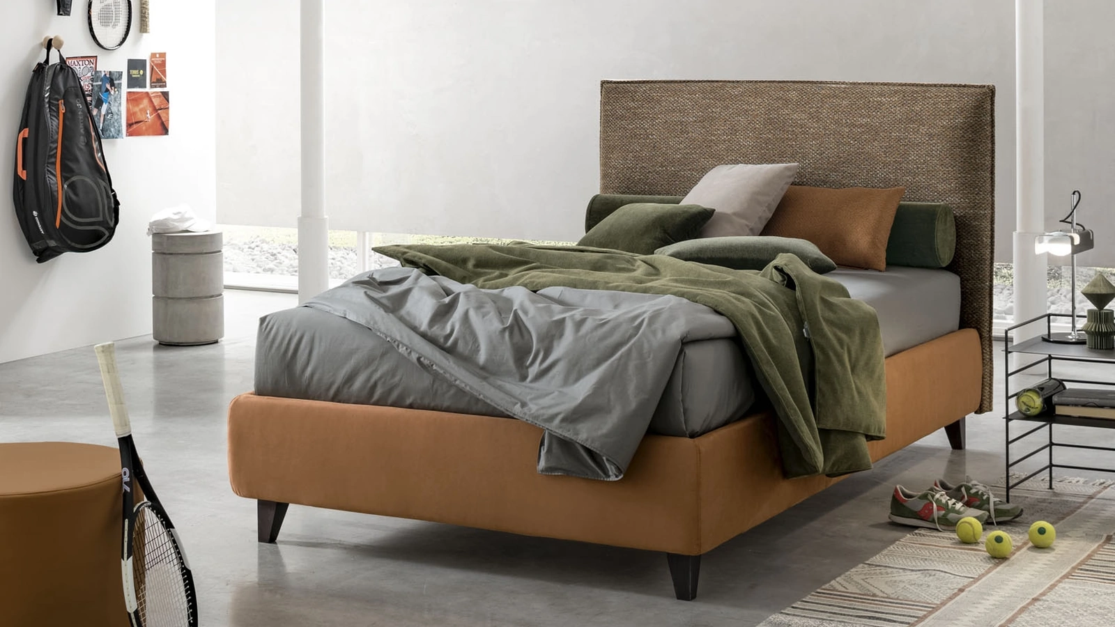 Letto in tessuto con testiera alta Mood Piazza e mezza di V&Nice