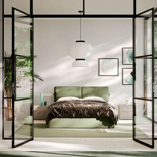 Letto imbottito in tessuto Lenox di Orme