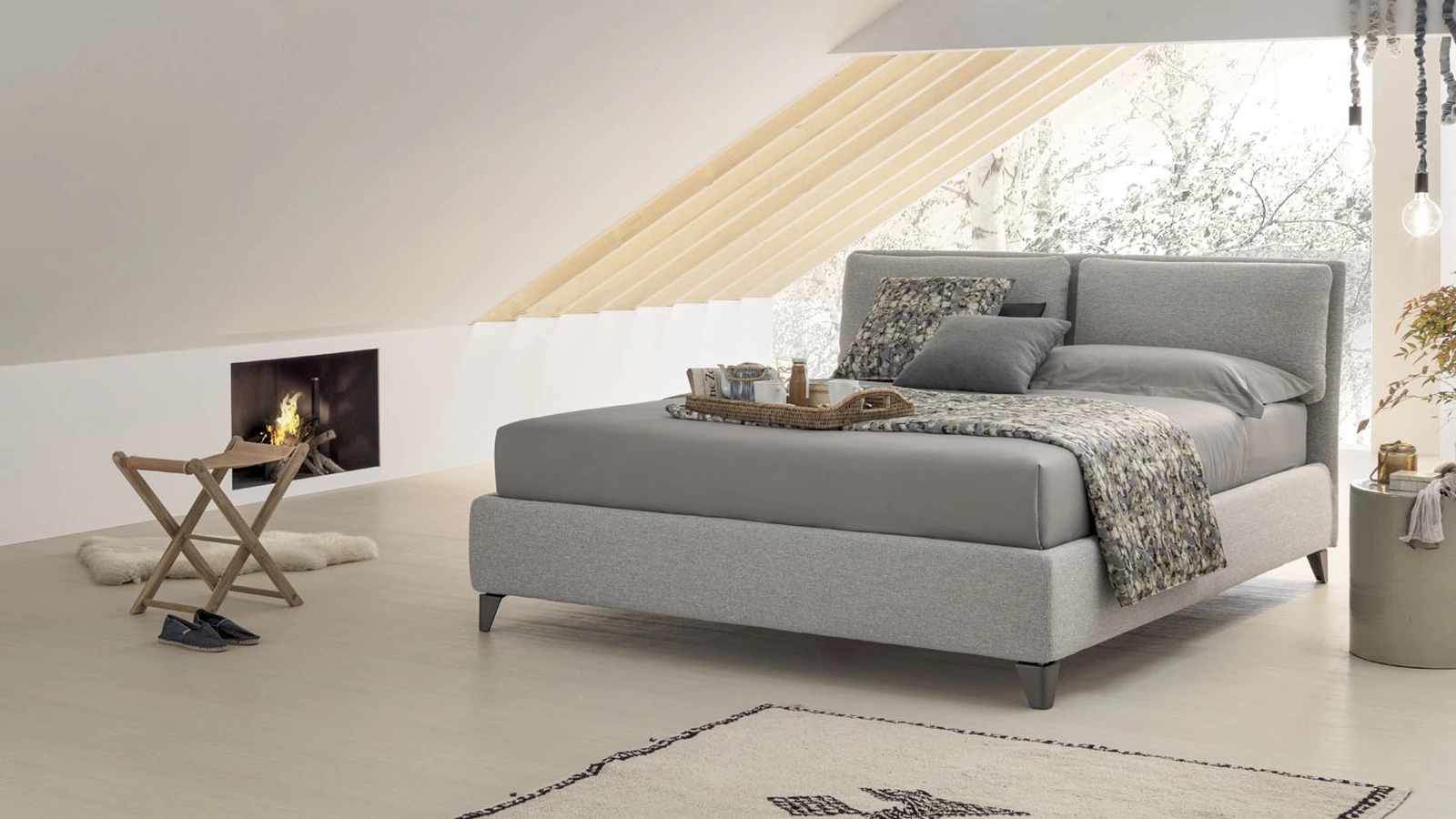 Letto con testiera e box contenitore Pitagora di V&Nice