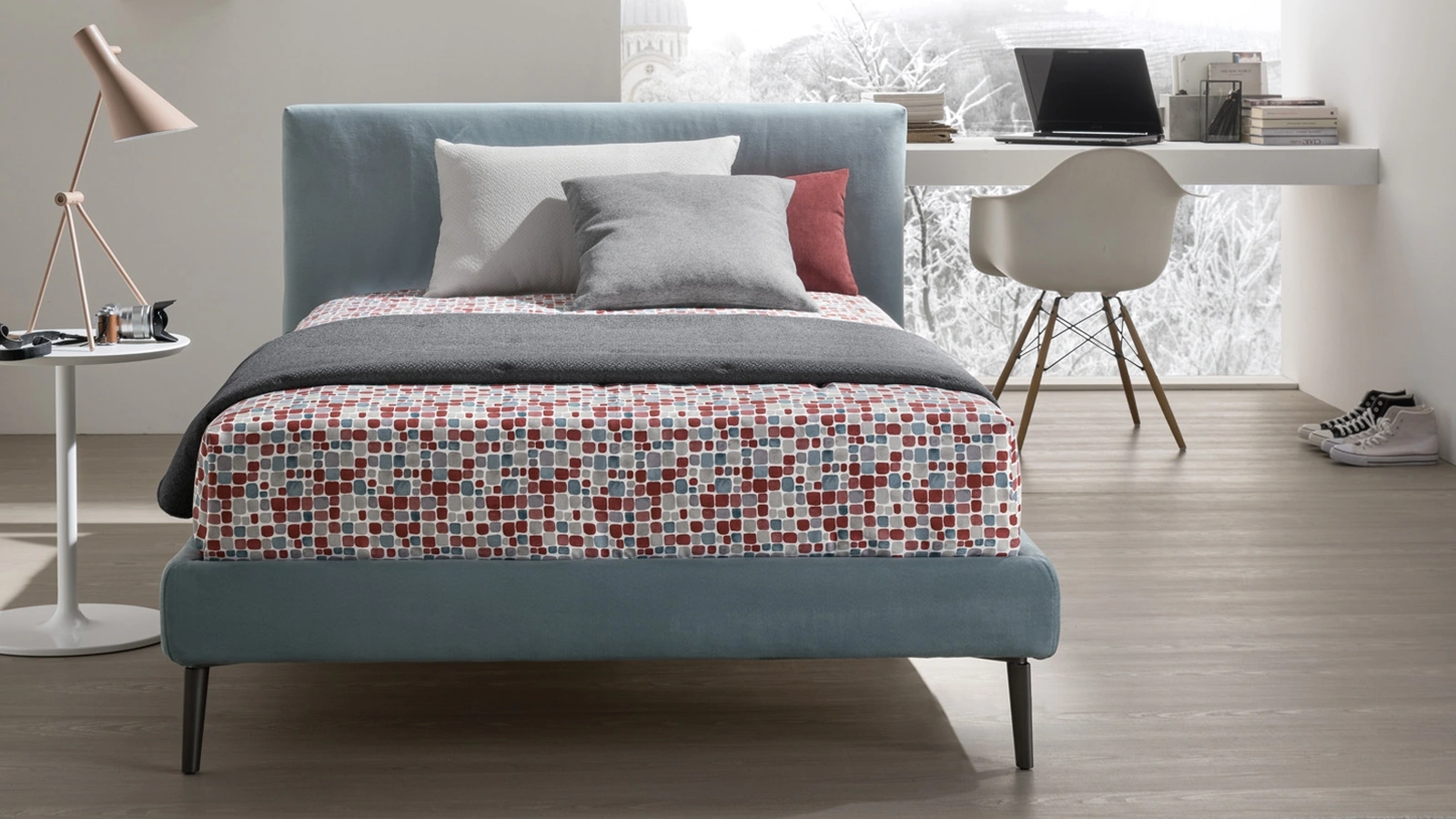 Letto in tessuto con testiera Sander Piazza e mezza di V&Nice