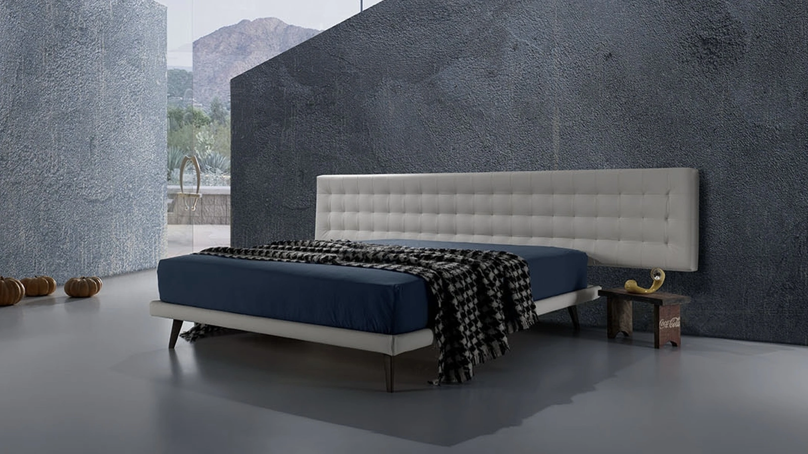 Letto matrimoniale con testiera importante in ecopelle trapuntata Twist Lersa 290 di Excò