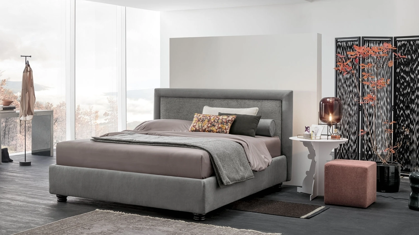 Letto in tessuto con testiera e box contenitore Chloe di V&Nice