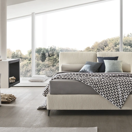 Letto Jago in tessuto con testiera e box contenitore di V&Nice