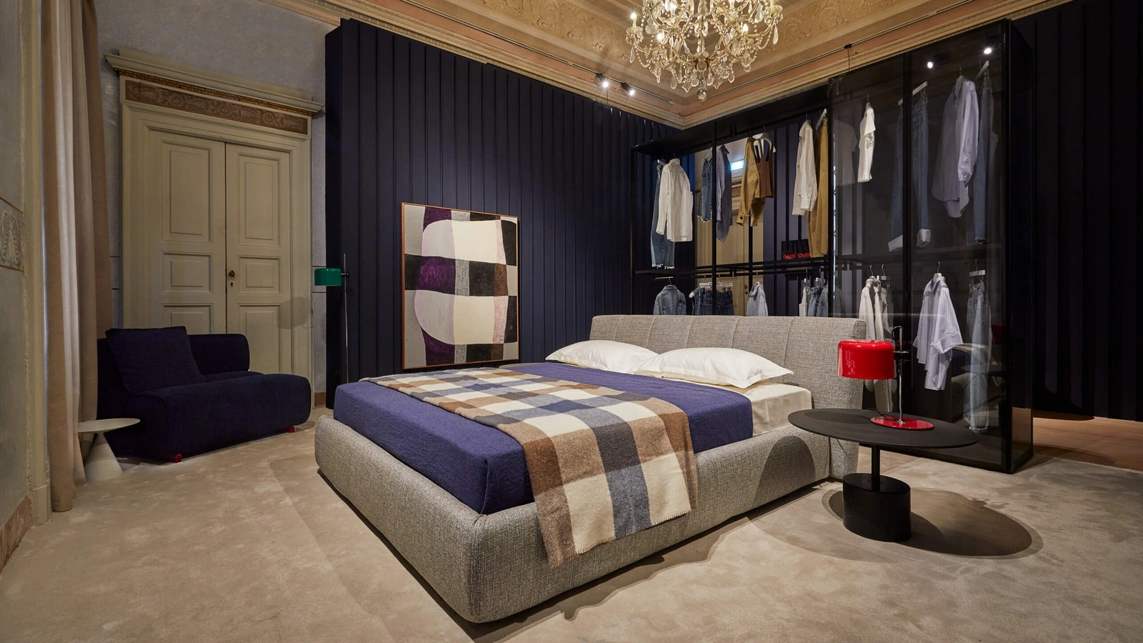 Letto in tessuto imbottito Warp di Lema