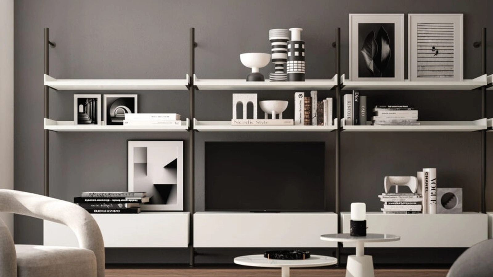 Libreria Palko in melaminico e metallo di Orme