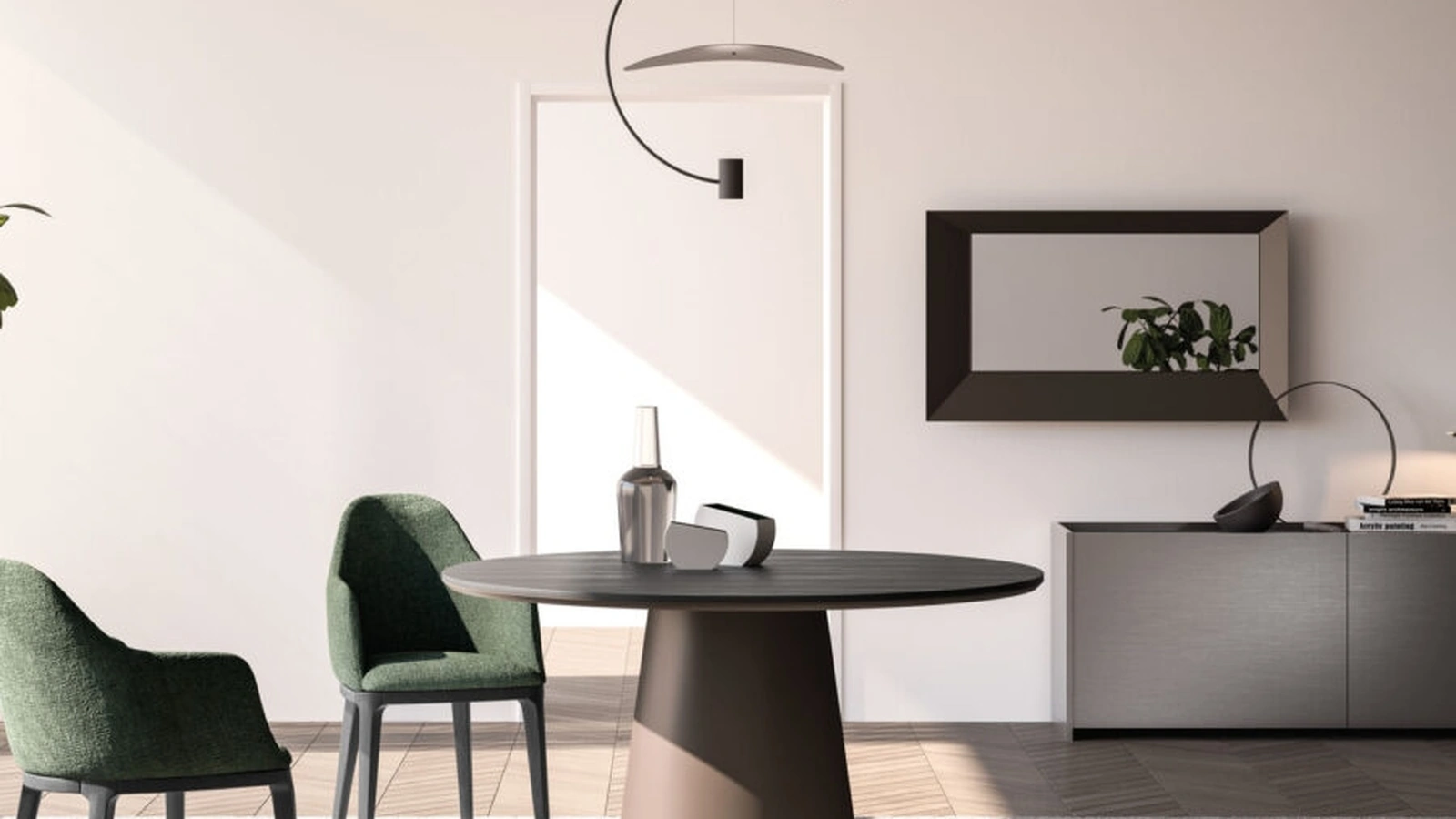 Madia moderna Clio in laccato metallizzato di Orme