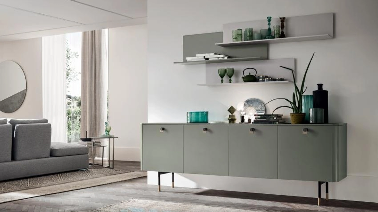 Madia Cover CV002A a 4 ante in laccato Verde palude opaco di Maronese Acf