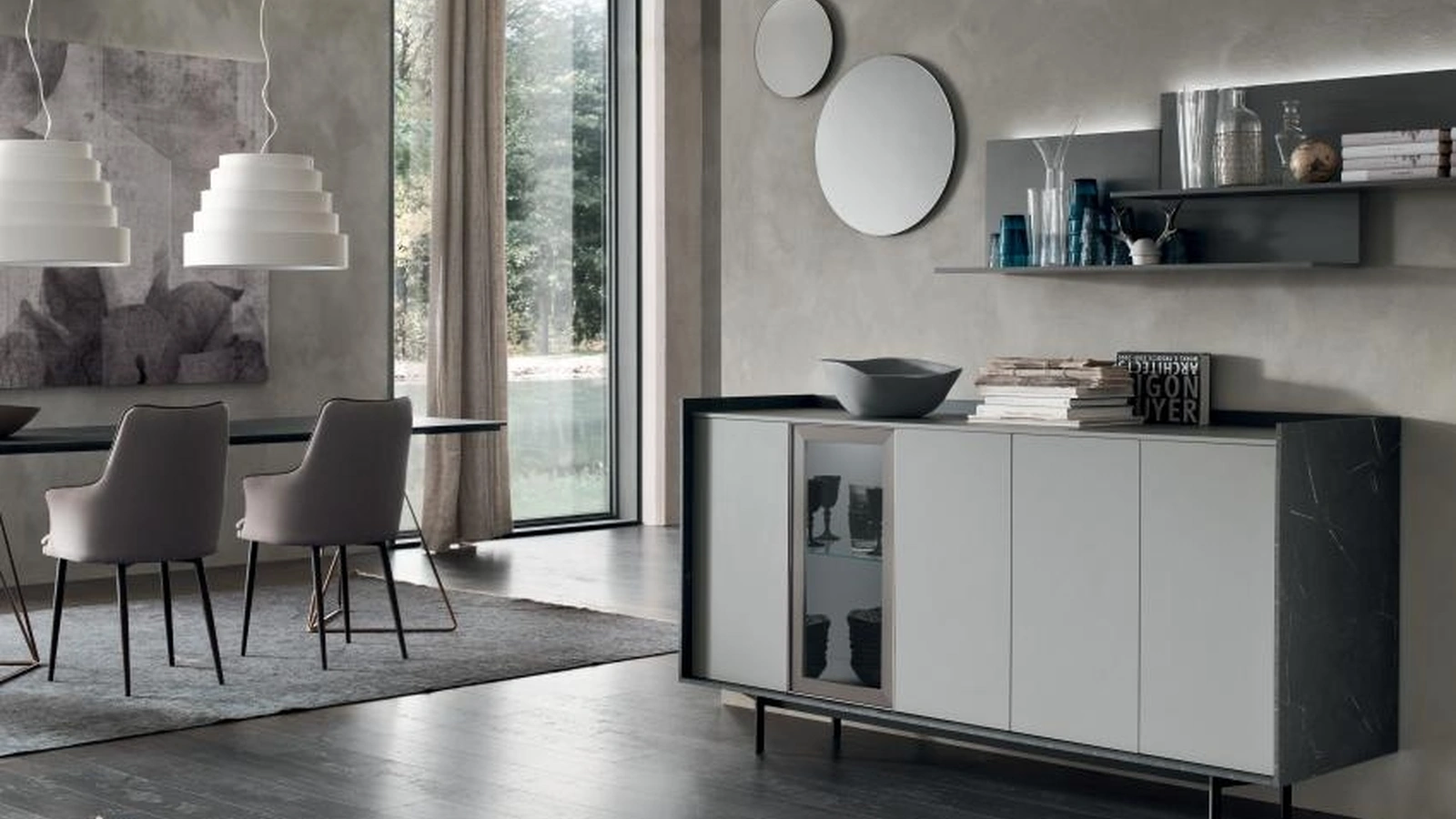 Madia Laila LA007 in melaminico Titanio e top in Nero Marquinia di Maronese Acf