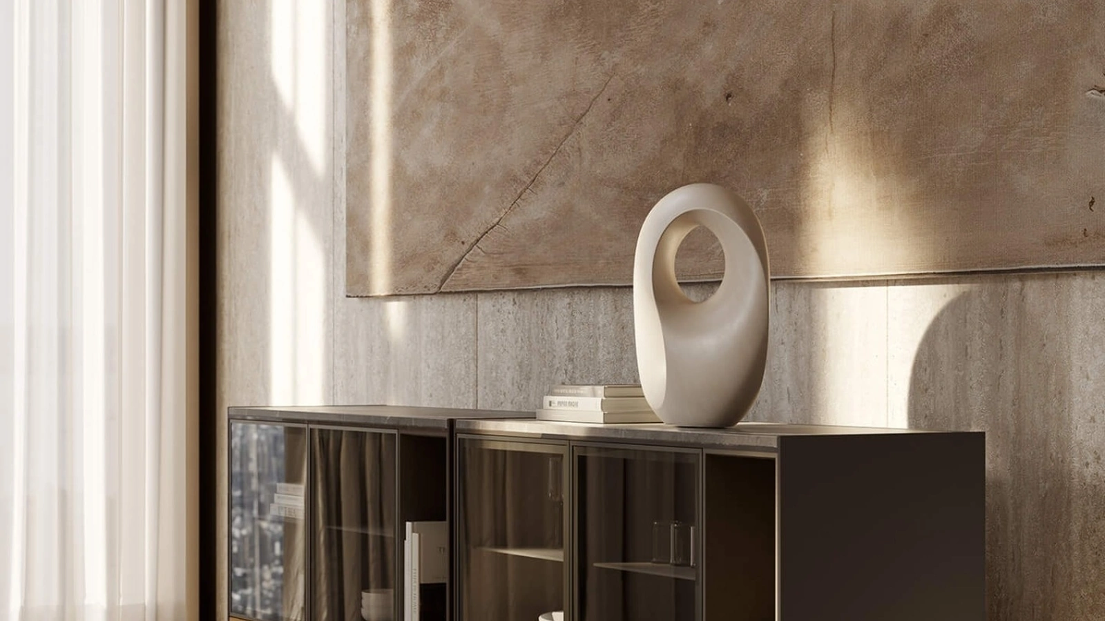 Madia LT40 in noce e vetro di Lema