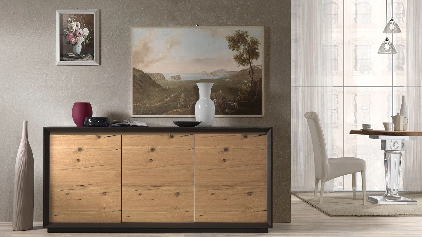 Madia Vane in legno bicolore testa di Moro e Bricola di Pizzolato