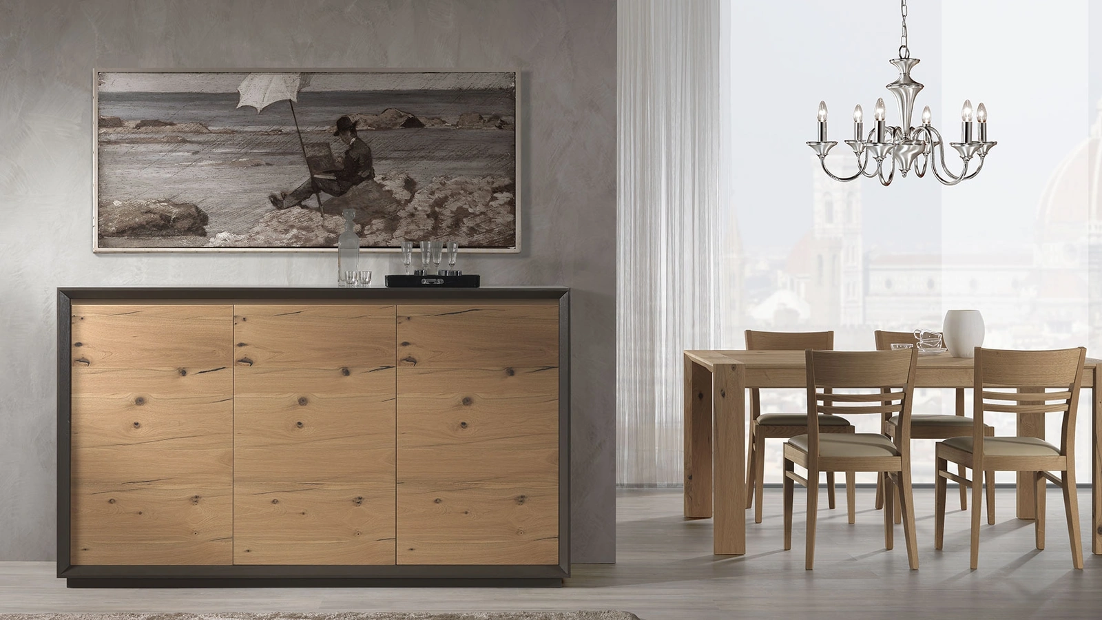 Madia Alta Vane in legno bicolore testa di Moro e Bricola di Pizzolato