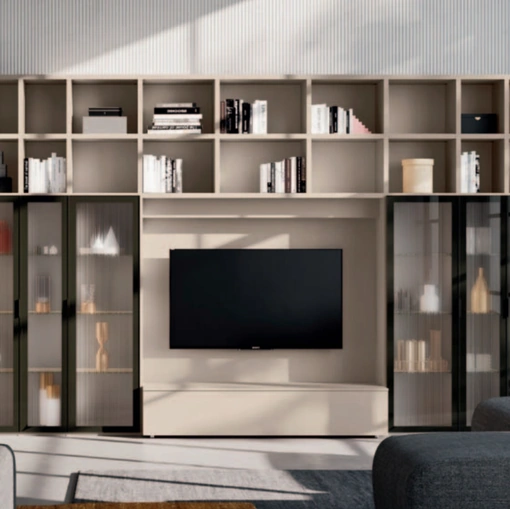 Parete Attrezzata con ante battenti in vetro Day 24 di Orme