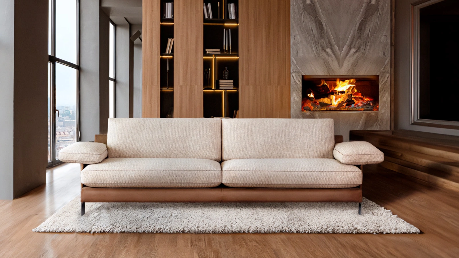 Divano lineare Airone di Cava Divani