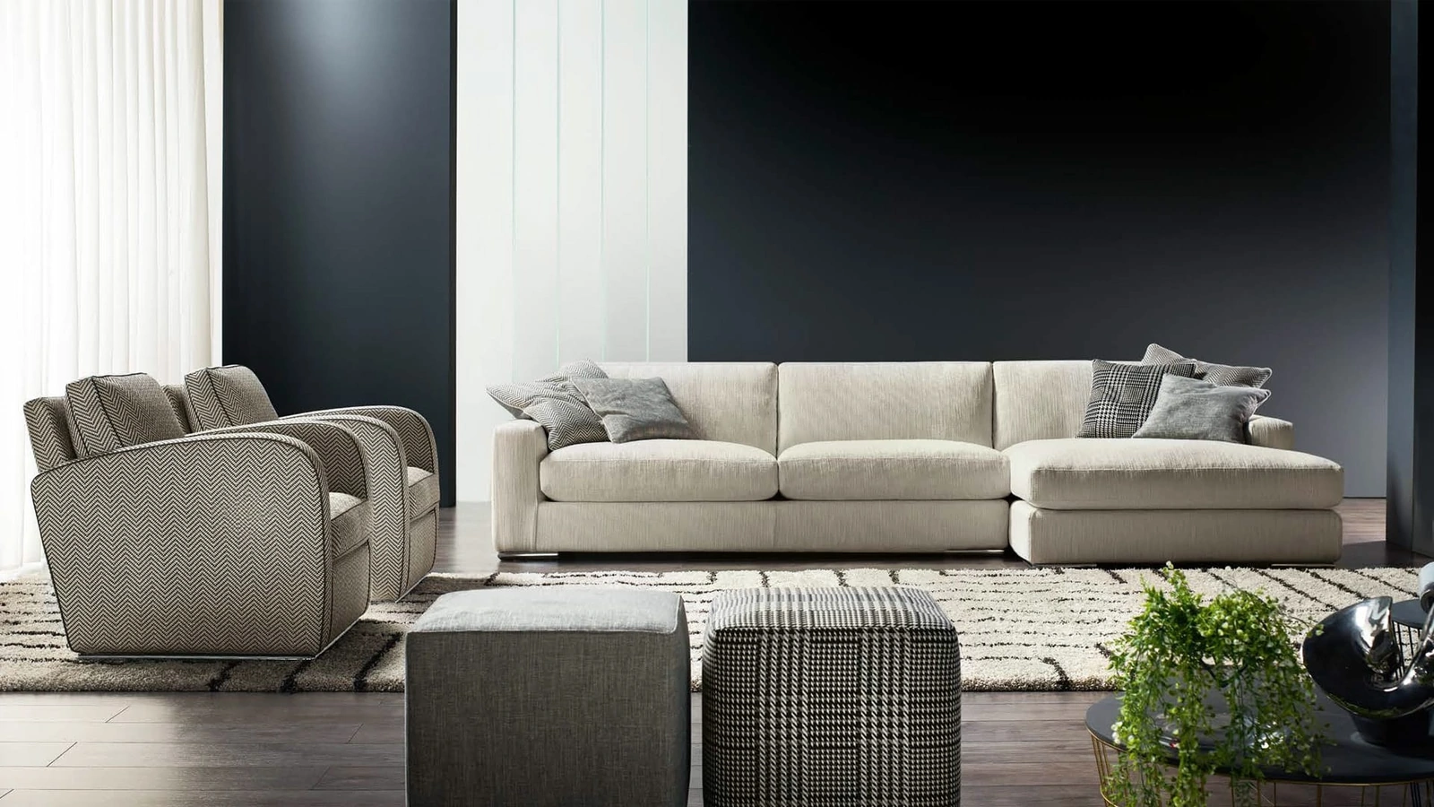 Salotto con penisola Max di Cava Divani