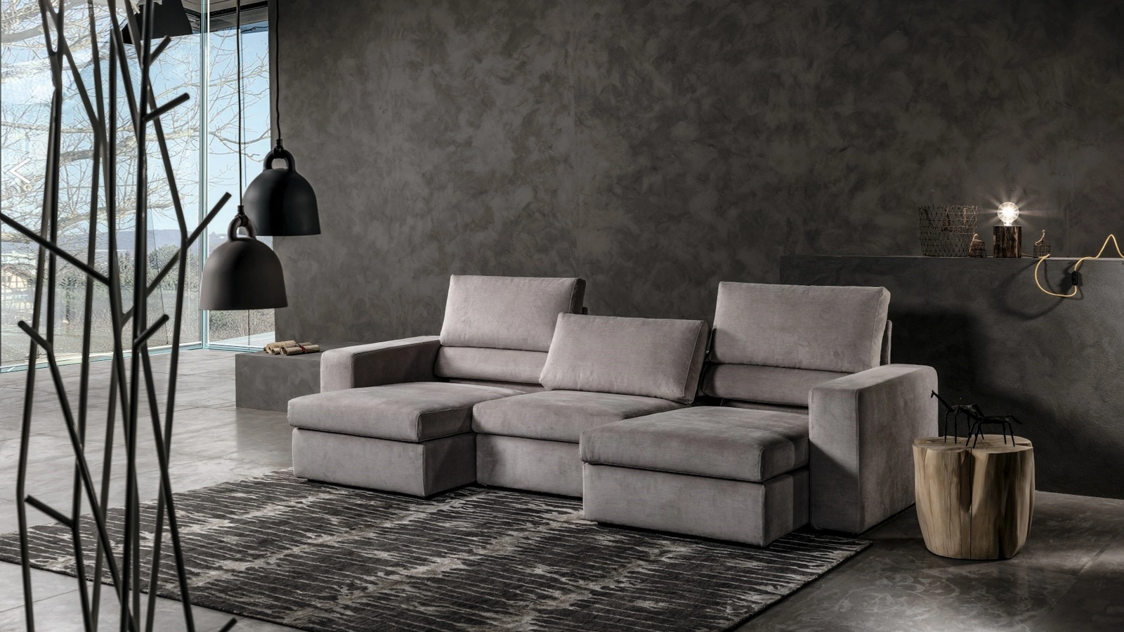 Divano in tessuto moderno e versatile con sedute regolabili Korral di Excò