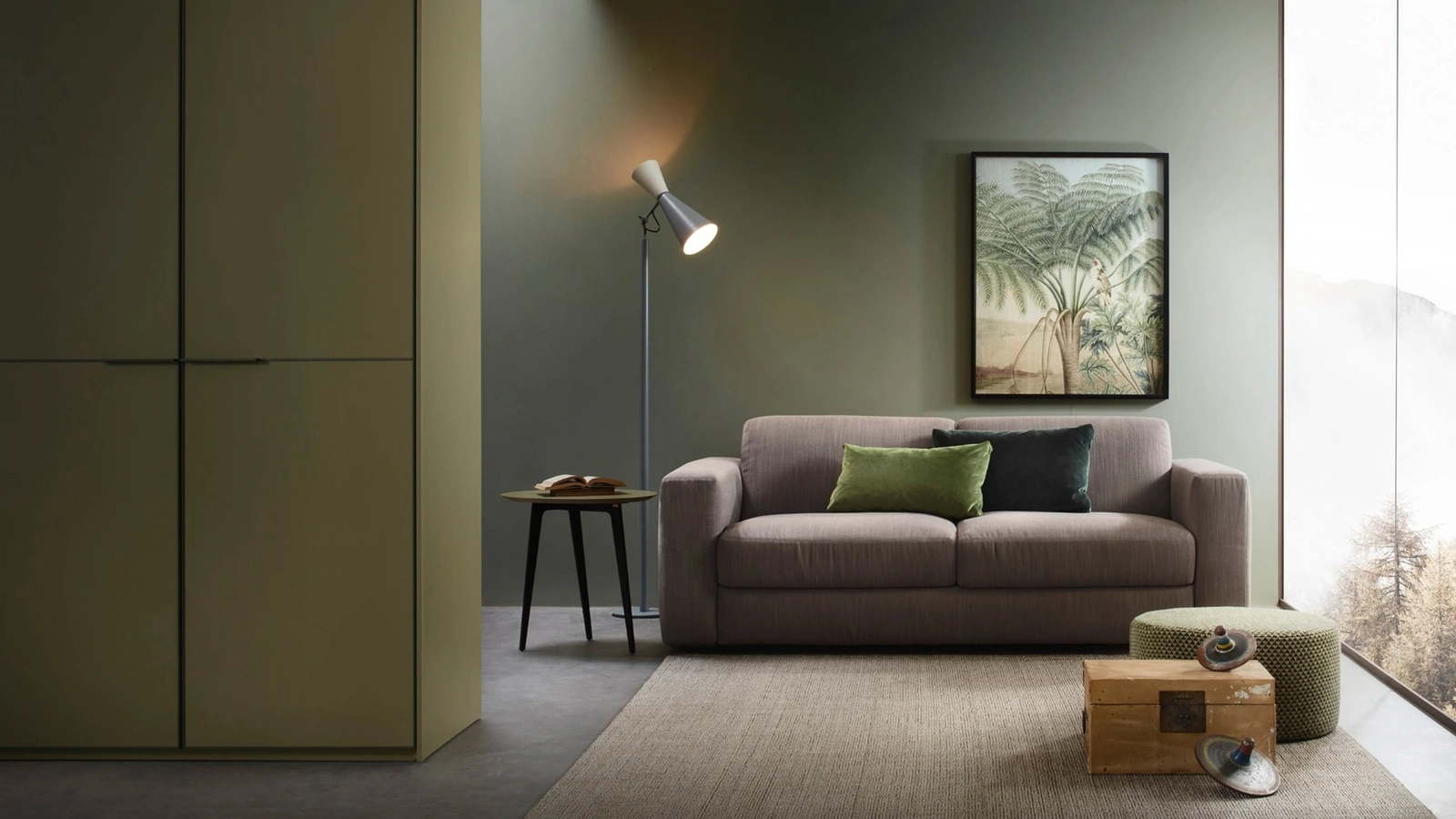 Divano Letto lineare in tessuto imbottito Yaki di Lema