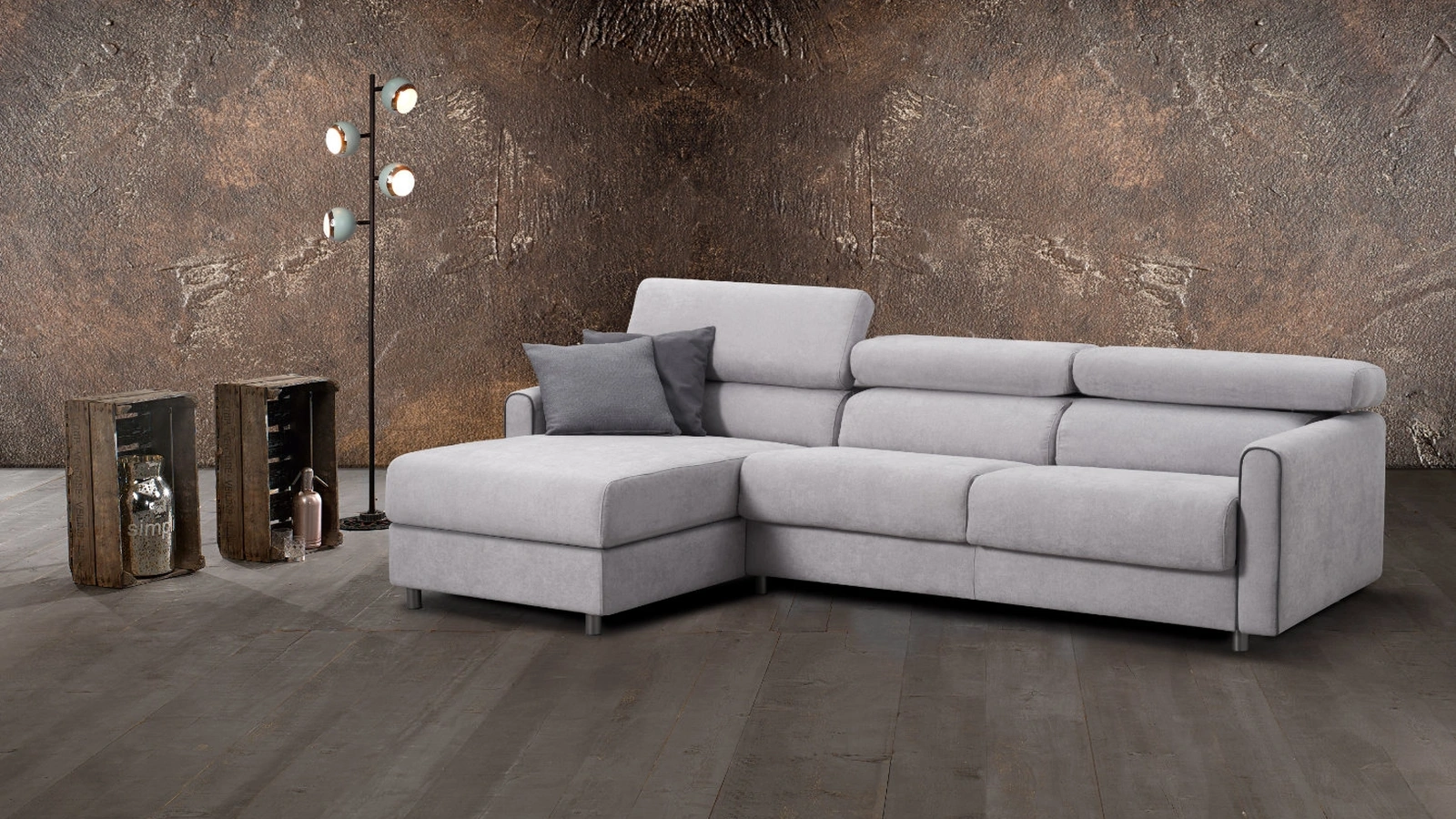 Divano Letto in tessuto con penisola Loko di Excò