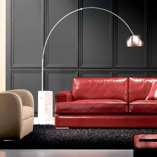 Divano lineare in pelle Panama di Cava Divani