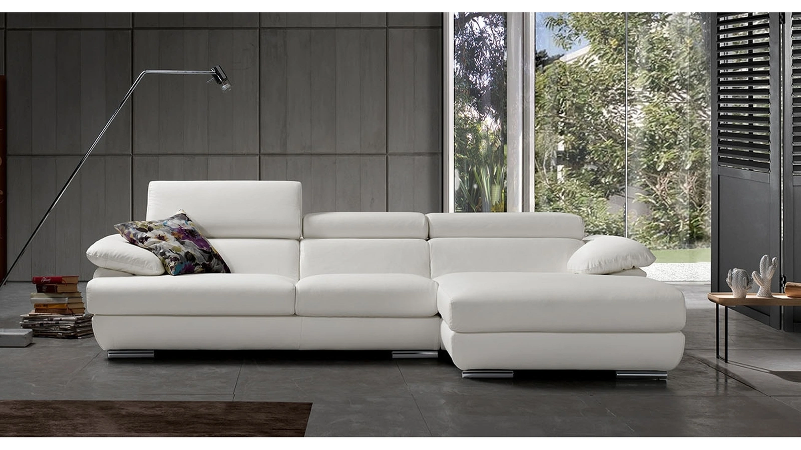 Divano in pelle con penisola e poggiatesta reclinabili Porzio di Excò