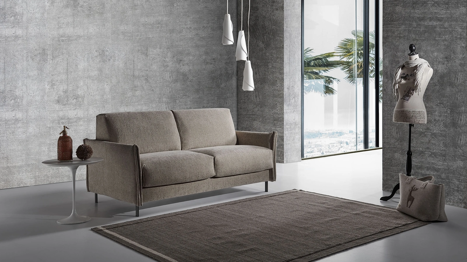 Divano Letto lineare in tessuto Reed di Excò