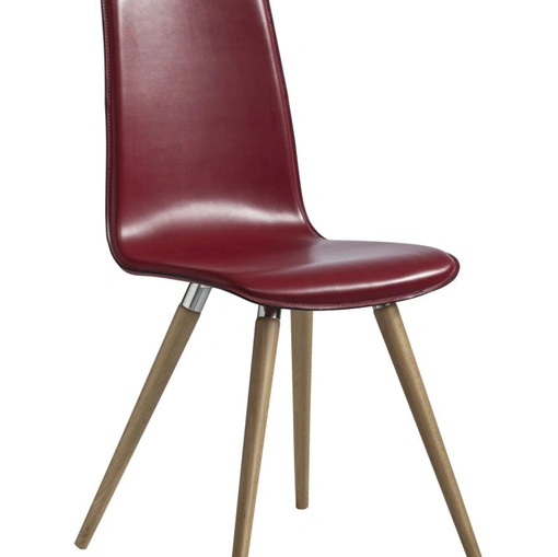 Sedia Kiss in cuoio rigenerato con gambe in Faggio di Pizzolato