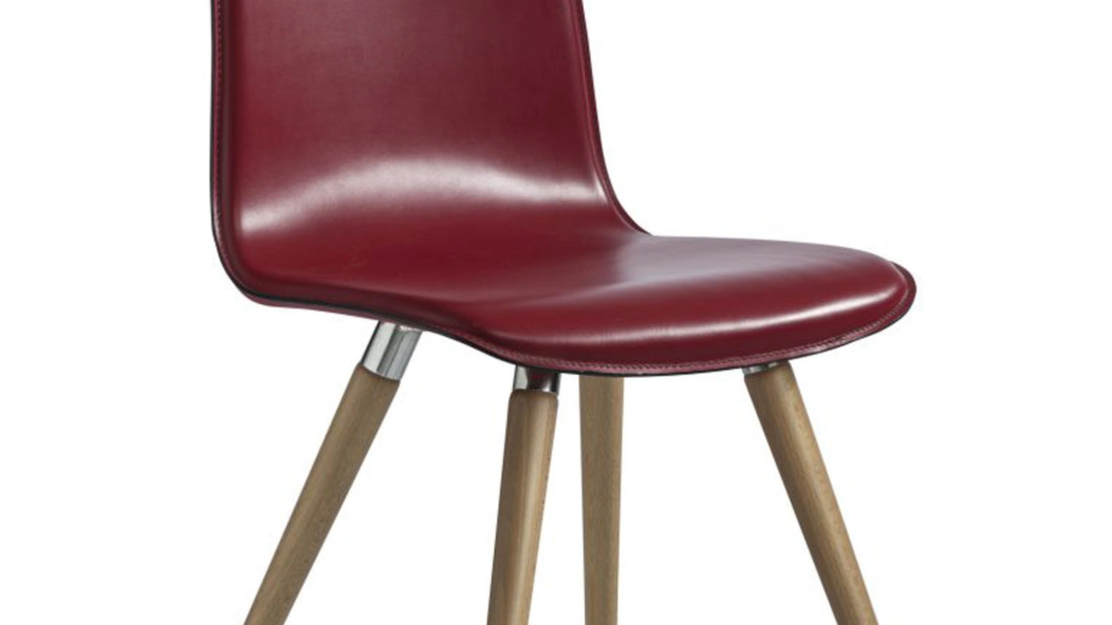 Sedia Kiss in cuoio rigenerato con gambe in Faggio di Pizzolato