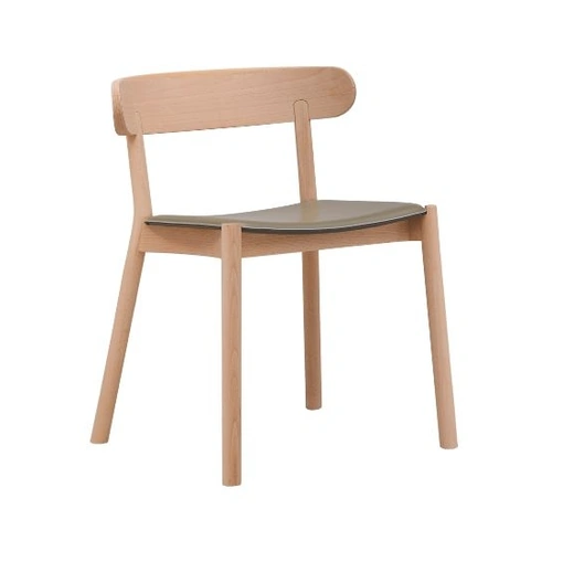 Sedia Montera in legno con seduta in cuoio di Midj