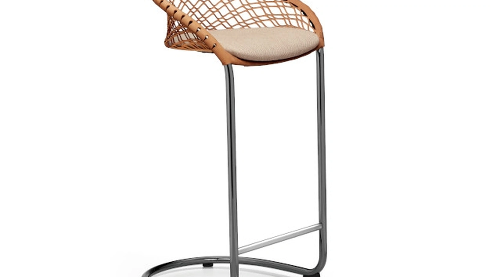 Sgabello in cuoio intrecciato P47 di Midj