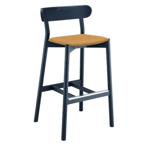 Sgabello Montera in legno con seduta in cuoio di Midj