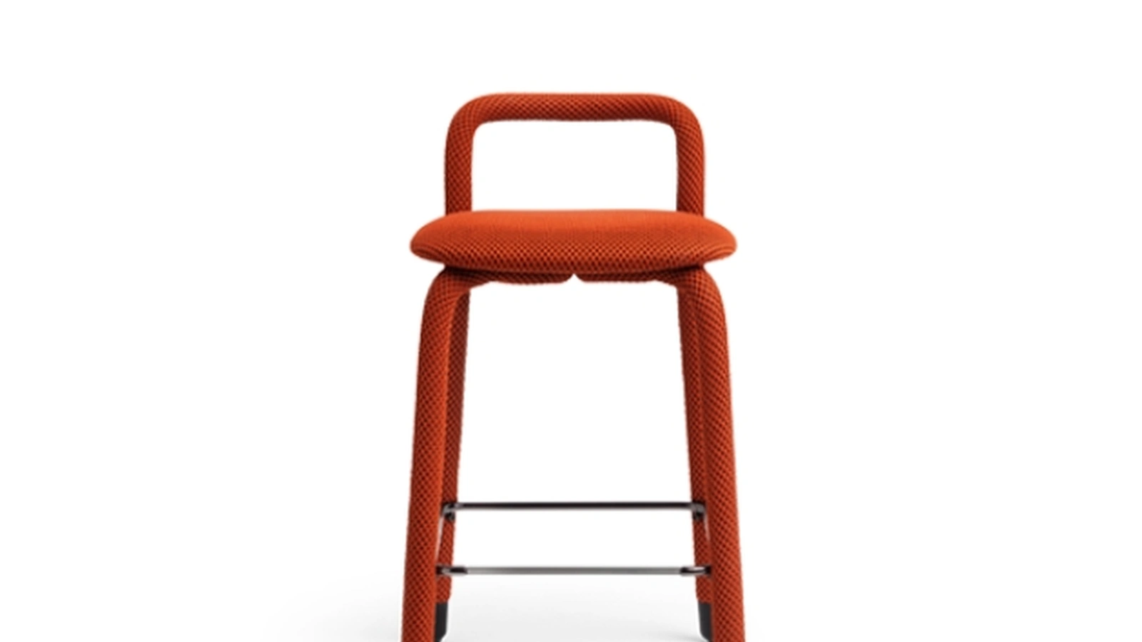 Sgabello Pippi rivestito in tessuto con piedini in metallo di Midj