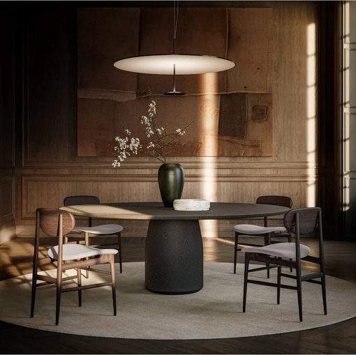 Tavolo rotondo in marmo ricostruito Bulè di Lema