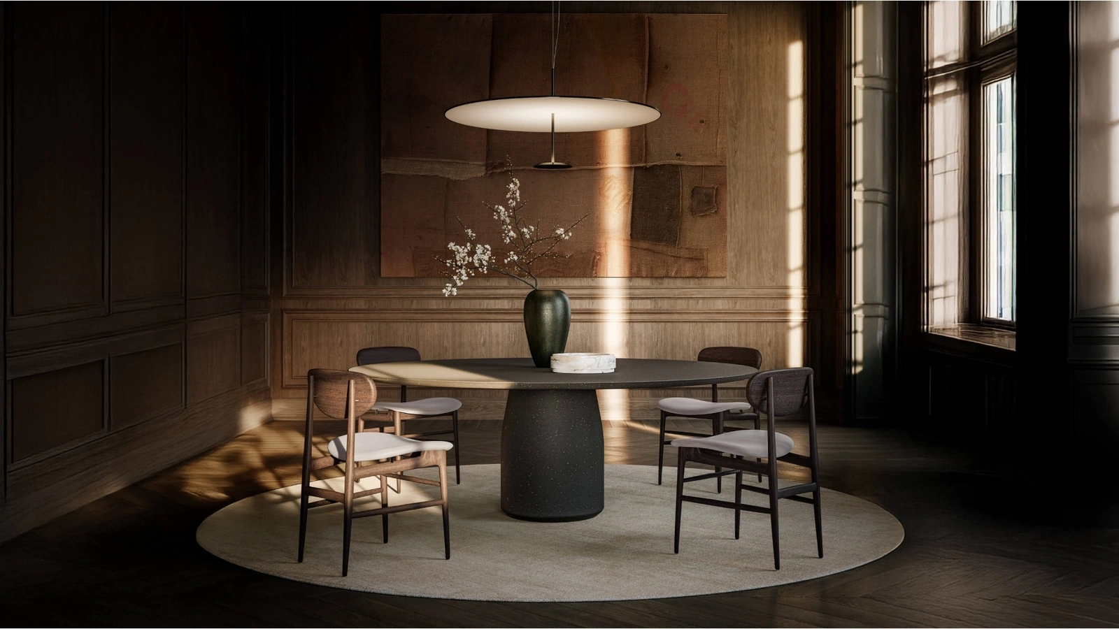 Tavolo rotondo in marmo ricostruito Bulè di Lema