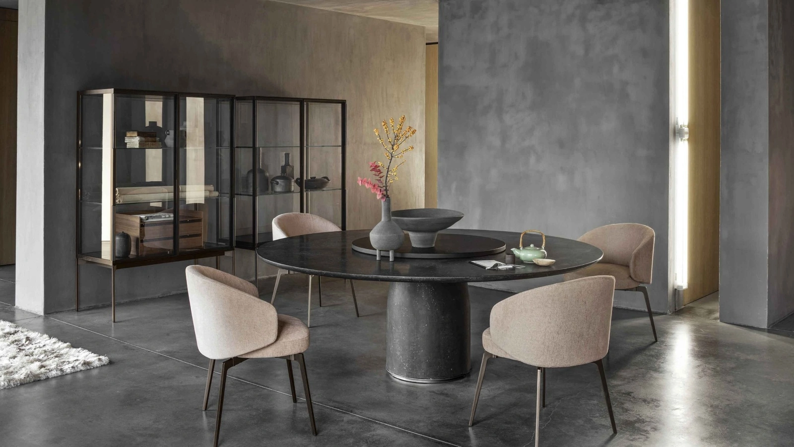 Tavolo rotondo in marmo ricostruito Bulè di Lema