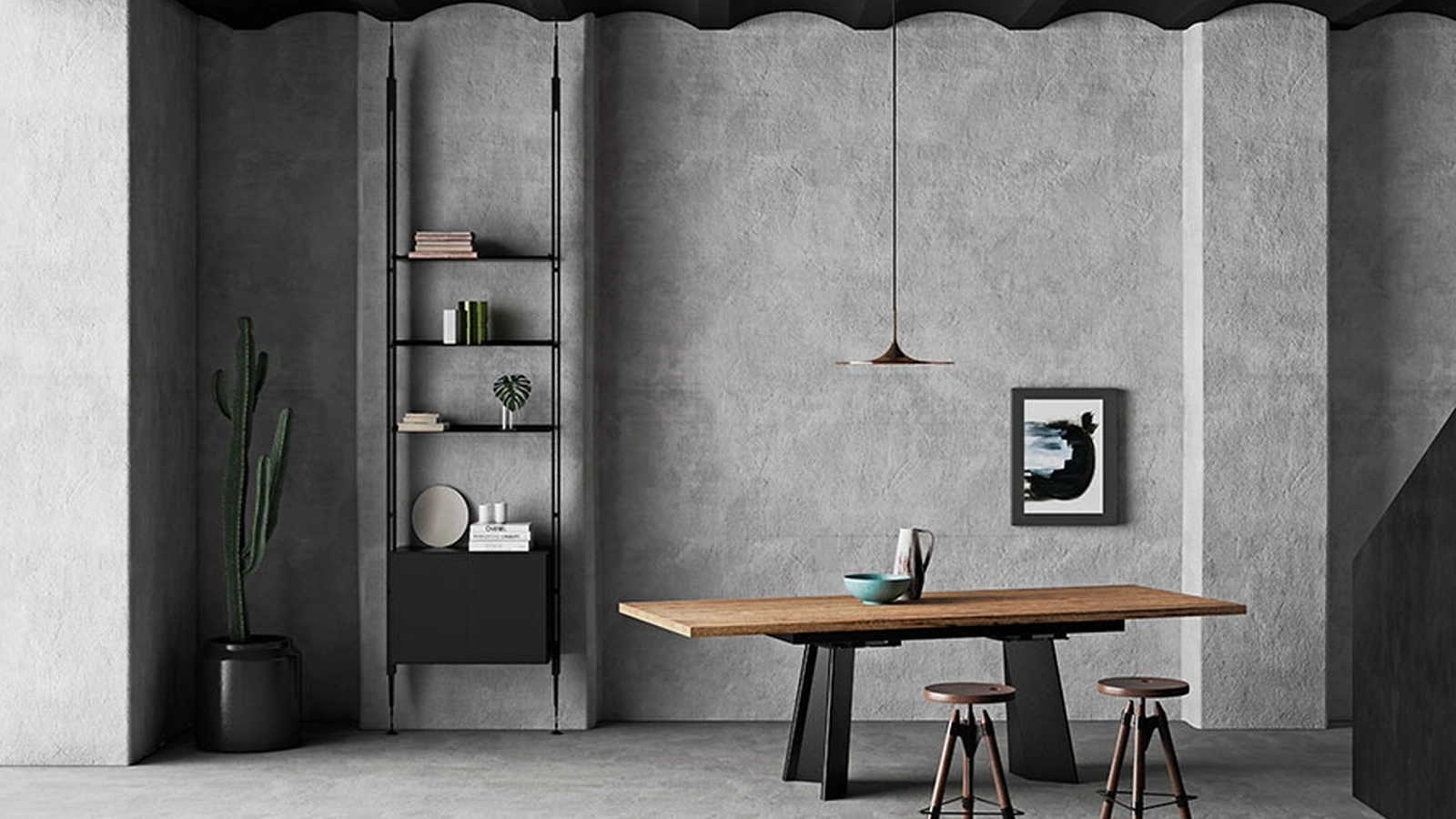 Tavolo allungabile Dam con piano scortecciato impiallacciato Briccola patinato di Pizzolato