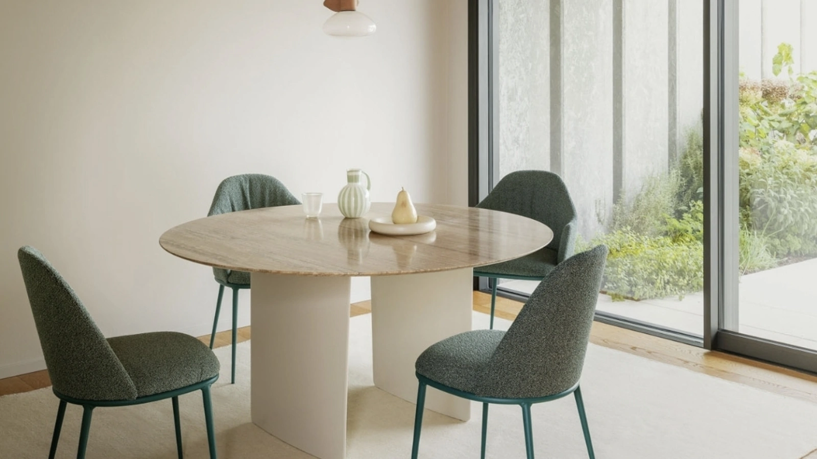 Tavolo rotondo Foil con top in marmo di Midj