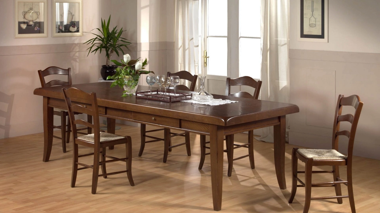 Tavolo in legno con piano in Noce massello Giorgione di Pizzolato