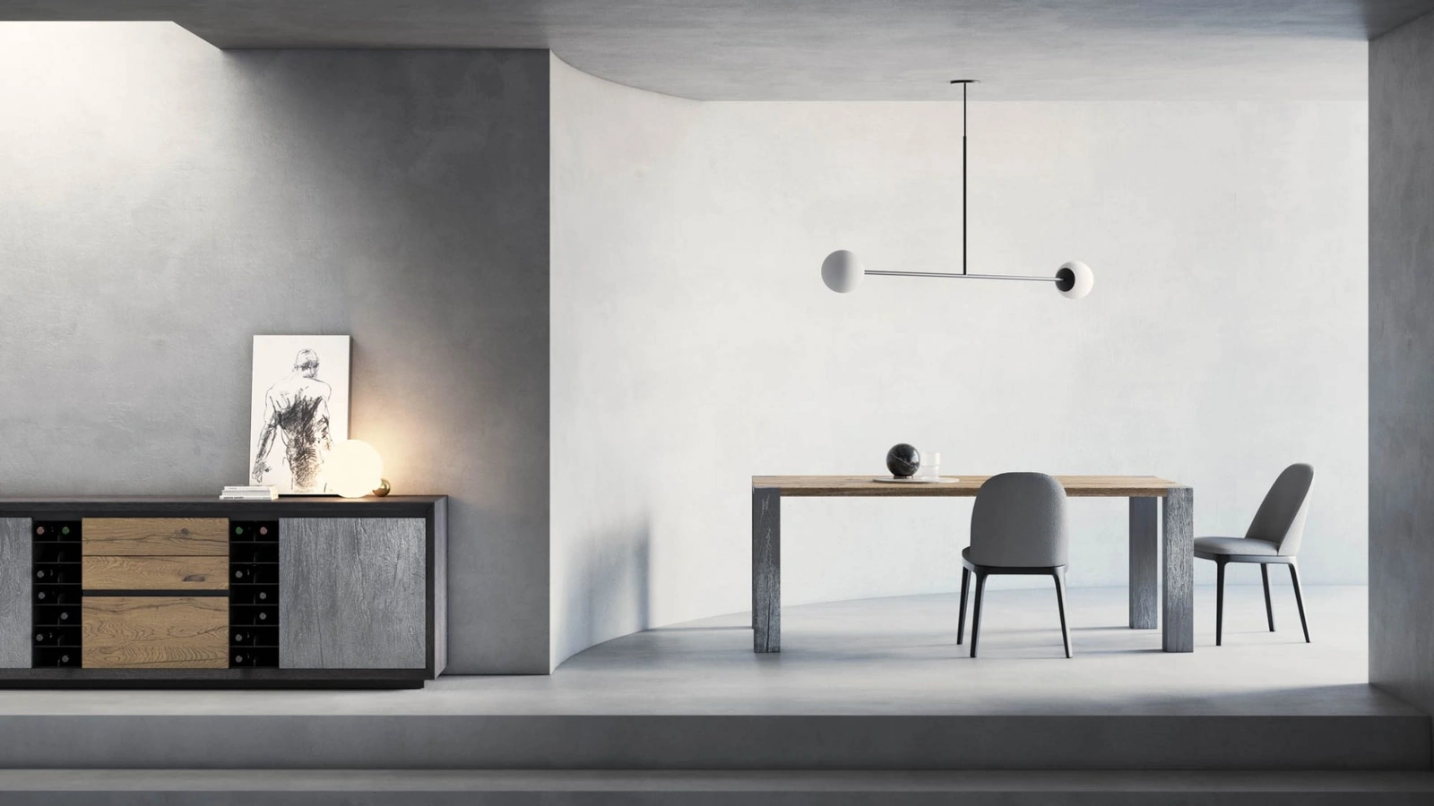 Tavolo Holo con piano in massello Quercia di Pizzolato