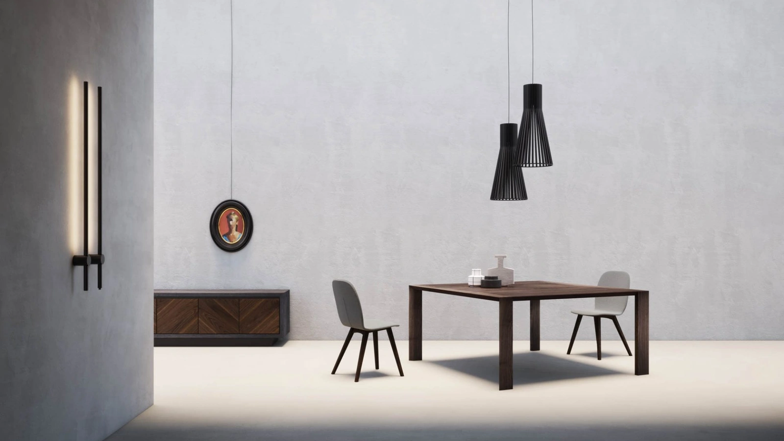 Tavolo quadrato Line in legno dalla linea essenziale di Pizzolato