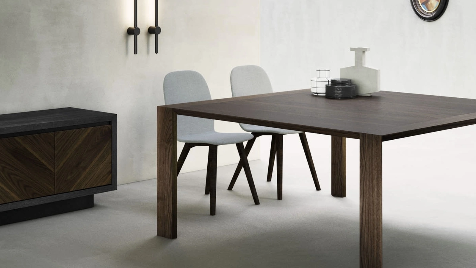 Tavolo quadrato Line in legno dalla linea essenziale di Pizzolato