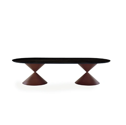 Tavolo Clessidra Double con top in legno e base in metallo di Midj