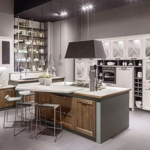 Cucina Classica in legno con isola Eva di Arrex