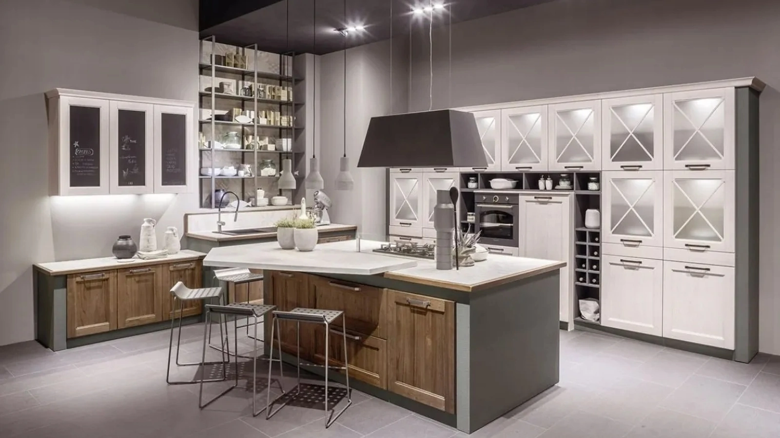 Cucina Classica in legno con isola Eva di Arrex