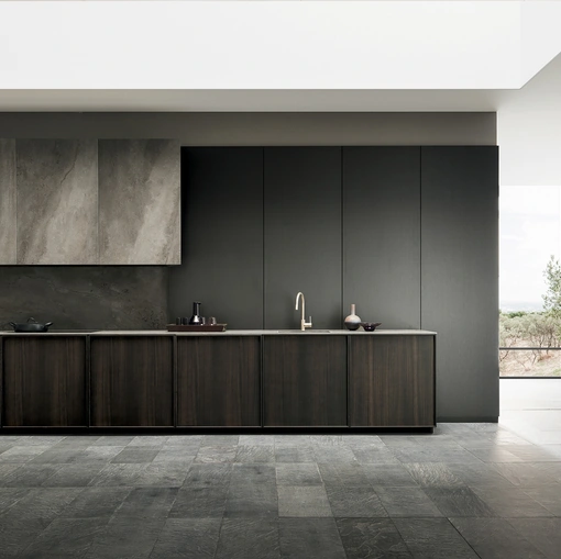 Cucina Design Frame Black Dust lineare di Modulnova