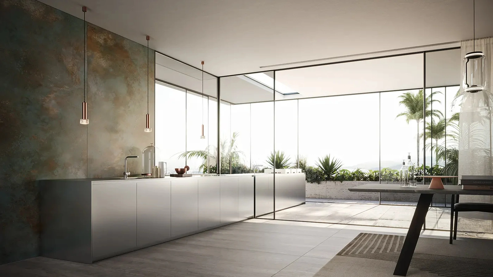 Cucina Design lineare Project 03 in acciaio inox di Modulnova