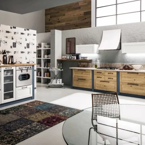 Cucina ad angolo in Muratura Curry 08 in Rovere Naturale di Arrex