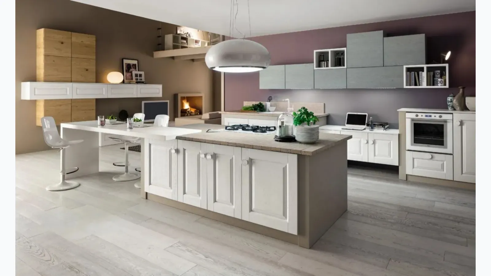 Cucina in Muratura con isola Zenzero 09 in Rovere di Arrex