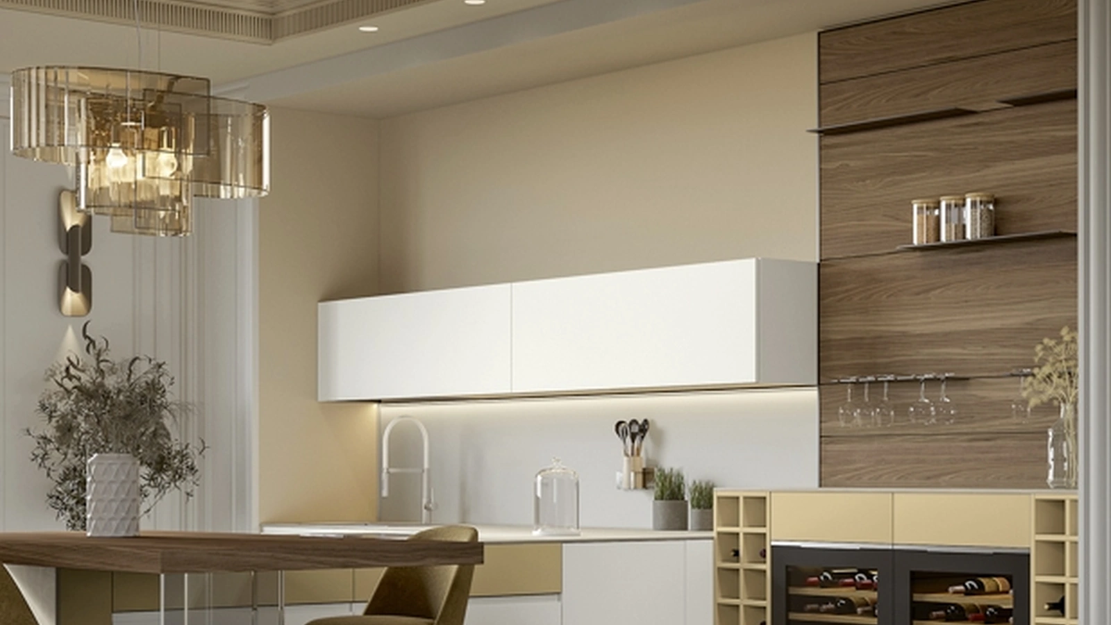 Cucina Moderna con penisola Gea 04 in PET Zucchero e laccato di Arrex